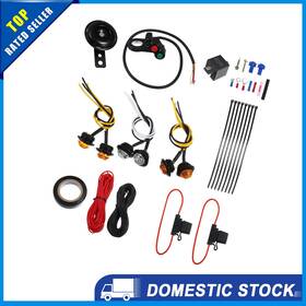 X Autohaux 726215506662 Universal Atv Led Turn Signal Horn Kit Street Legal 4 Way Hazard Pack Of 11