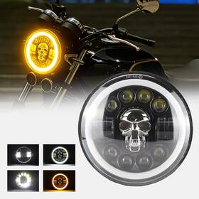 Dt-7.0-hl Yesofok 7 Inch Halo Headlight Motorcycle Headlamp High Low Beam Multi-color Skull Flashing