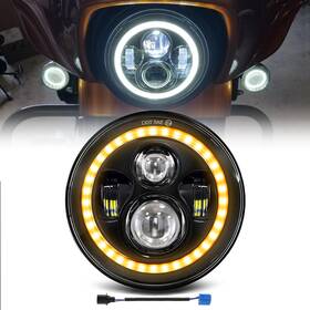 Z-offroad 748497598203 7 Inch Led Round Headlight Halo Beam Drl Angle Eyes For Road King Electra Glide