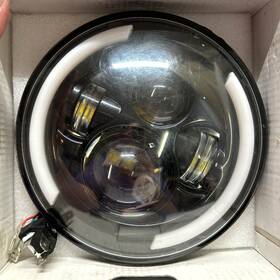 Zmoon Auto-qcm-2045-us 7 Inch Motorcycle Halo Led Rnd Headlight Hi/lo Beam Turn Signal Die Cast Alum