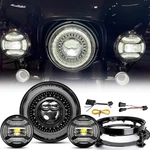 Dot 7" Led Headlight + 4.5" Fog Lights Motorcycle Combo Kit For Harley Road King. Fixed Price $149.99.