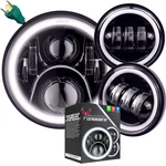 Eagle Lights 7" Led Headlight 4.5" Passing Black Gen 2 Halo Harley Indian. Fixed Price $349.99.
