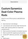 Custom Dynamics Mega Rods Led Lights (pair) 14" Red MPLASMA14-RD-PR. Fixed Price $149.99.