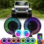 Rgb Halo 7" Demon Eyes Led Headlights&fog Kit For Jeep Wrangler Jku. Fixed Price $169.99.
