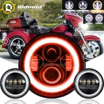 Ridroid 7" Red Halo Led Headlight & 4.5" Fog Lights For Harley Davidson Touring. Fixed Price $60.95.