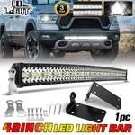 Roof 42" Curved Led Tri Rows Light Bar Combo For Dodge Ram 1500 2500 + Bracket. Fixed Price $157.29.