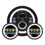 HOGWORKZ-7" Led Black Halomaker Headlight W/ Auxiliary Passing Lamps For Harley. Fixed Price $499.98.