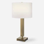 Minimalist Antiqued Brass Bronze Metal Column Table Lamp 27 Geometric Modern. Fixed Price $194.40.