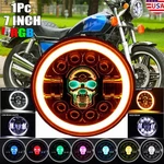 7 Inch Rgb Skull Led Headlight Halo Drl For Harley-davidson Street Glide Flhx. Fixed Price $33.48.