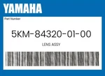 Yamaha Genuine Lens Assy 5KM-84320-01-00. Fixed Price $88.59.