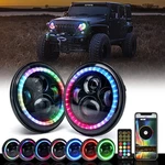 Inch 90W Led Headlights Rgb Chasing Halo For 1997-2018 Jeep Wrangler Jk Tj Lj. Fixed Price $90.99.