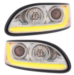 Chrome Projection Headlights Dual Function Led Bar Peterbilt 386/387 382. Fixed Price $189.95.