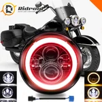 Red Halo 7"INCH Led Headlight Angle Eye For Harley Davidson Touring Road King. Fixed Price $30.94.