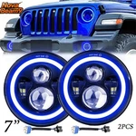 Dot 7" Round Led Headlight Hi/lo Blue Halo Drl Beam For Jeep Wrangler Jk Lj Tj. Fixed Price $44.59.