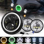 Green Halo 7" Led Headlight + Passing Lamps For Harley Davidson Heritage Softail. Fixed Price $61.97.