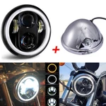 5.75" Led Headlight + Mount Bracket For Harley Sportster Custom XL1200C. Fixed Price $65.99.