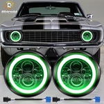 Ford Mustang 1965-1978 Pair 7'' Round Led Headlights Green Halo Drl Turn. Fixed Price $50.99.