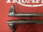 Triumph Pre Unit Fork Headlight Ears Top Covers H-0422 / H-0421 1948-55 Rigid. Fixed Price $200.00.