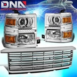 Chorme Projector Headlight+led Drl+amber Side+billet Grille Fit 14-15 Silverado. Fixed Price $449.87.