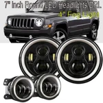 Pair 7" Inch Led Headlight Hi/lo Drl +4" Fog Lamp Kit For Jeep Wrangler Jk. Fixed Price $95.99.