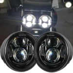 Black 4.65" Inch Twin Dual Led Headlights For Harley Fat Bob 2008-15 Usa. Fixed Price $79.00.