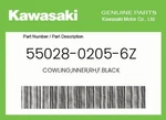 Kawasaki Genuine Cowling,inner,rh,f.black 55028-0205-6Z. Fixed Price $44.71.