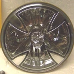 Adjure 7" Motorcycle Harley Iron Cross Skull Headlight Lamp Free Block Bolt. Fixed Price $99.92.