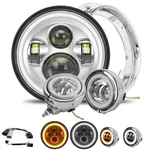 7"LED HEADLIGHTS+4"LED Passing Lights+mounting Brackets With Halo Drl For Harley. Fixed Price $113.96.