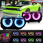 Set Led Headlights Rgb Color Change Lamps For 2015-2022 Dodge Challenger Gt R/t. Fixed Price $414.99.