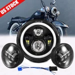 7" Led Headlight Halo + Passing Lamps For Harley Heritage Softail Classic Flstc. Fixed Price $52.10.