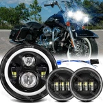 For Harley-davidson Road King Flhr 7" Led Headlight Halo + 4.5" Passing Lights. Fixed Price $48.33.