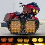 Amber Lens Dual Led Headlight Honeycomb High-low For Harley Road Glide Cvo 2018+. Fixed Price $305.01.