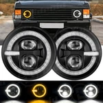 Round Halo 7" Led Headlights High Low Beam For Land Rover Defender 90 110 93-97. Fixed Price $80.99.