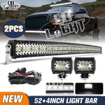 Roof 52" Curved Led Light Bar +4" Pods Wire Kit For Dodge Ram 1500 2500 3500. Fixed Price $150.15.