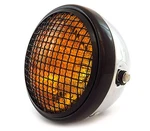 7" Side Mount Motorcycle Headlight W/ Grill Chrome Gloss Black Amber H4 Halogen. Fixed Price $79.95.