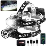 2PACK 1200000LM Led Headlamp Rechargeable Super Bright Zoom Torch Headlight. Fixed Price $37.99.