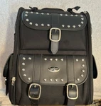 Saddlemen S3500S Deluxe Sissy Bar Bag With Studs Missing Roll & Shelf. Fixed Price $123.49.