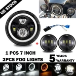 7" Led Headlight Drl + 4.5" Passing Lights For Harley Davidson Street Glide Flhx. Fixed Price $53.98.