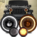 Combo For Jeep Wrangler Jk 07-18 7" Halo Led Headlights Amber Turn Signal. Fixed Price $88.86.