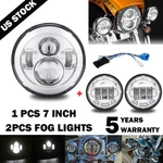 7" Inch Chrome Led Projector Motor Headlight + Passing Lights For Harley Touring. Fixed Price $60.97.