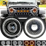 Pair Newest 7"IN Round Led Headlights Drl Hi/lo H4 For Jeep Wrangler Jk Tj Cj Lj. Fixed Price $80.99.