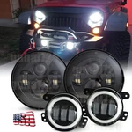 For Jeep Jk Wrangler 7" Round Led Hi/lo Headlights 4" Fog Lamp Driving Kits. Fixed Price $69.99.