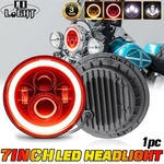 7" Round Led Headlight Kit High/low Beam Turn Lights Halo Red Drl For Motrocycle. Fixed Price $31.21.