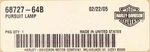 Genuine Harley-davidson Pursuit Lamp Part Number 68727-64B. Fixed Price $77.99.
