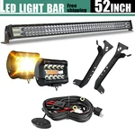 Upper Roof 52" Led Light Bar Combo + 4" Pods Kit For Jeep Wrangler Jl 18-19. Fixed Price $189.99.