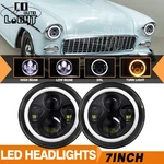 Pair For Chevy Bel 1955-1957 Chrome Dot 7"INCH Led Headlights Hi/lo Beam Drl. Fixed Price $47.00.