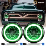 2PCS 7'' Round Led Headlights Green Drl Halo Hi/lo For Chevy Bel Air 1953-1957. Fixed Price $50.99.