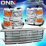 Chorme Housing Headlight+led Drl+amber Signal+billet Grille Fit 14-15 Silverado. Fixed Price $441.87.