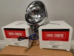 Show Chrome 3 1/2" Visored Driving Light Pair. Fixed Price $95.00.