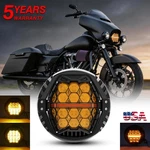 7'' Yellow Led Headlight Projector Hi-low Amber Drl For Harley Street Glide Flhx. Fixed Price $120.99.